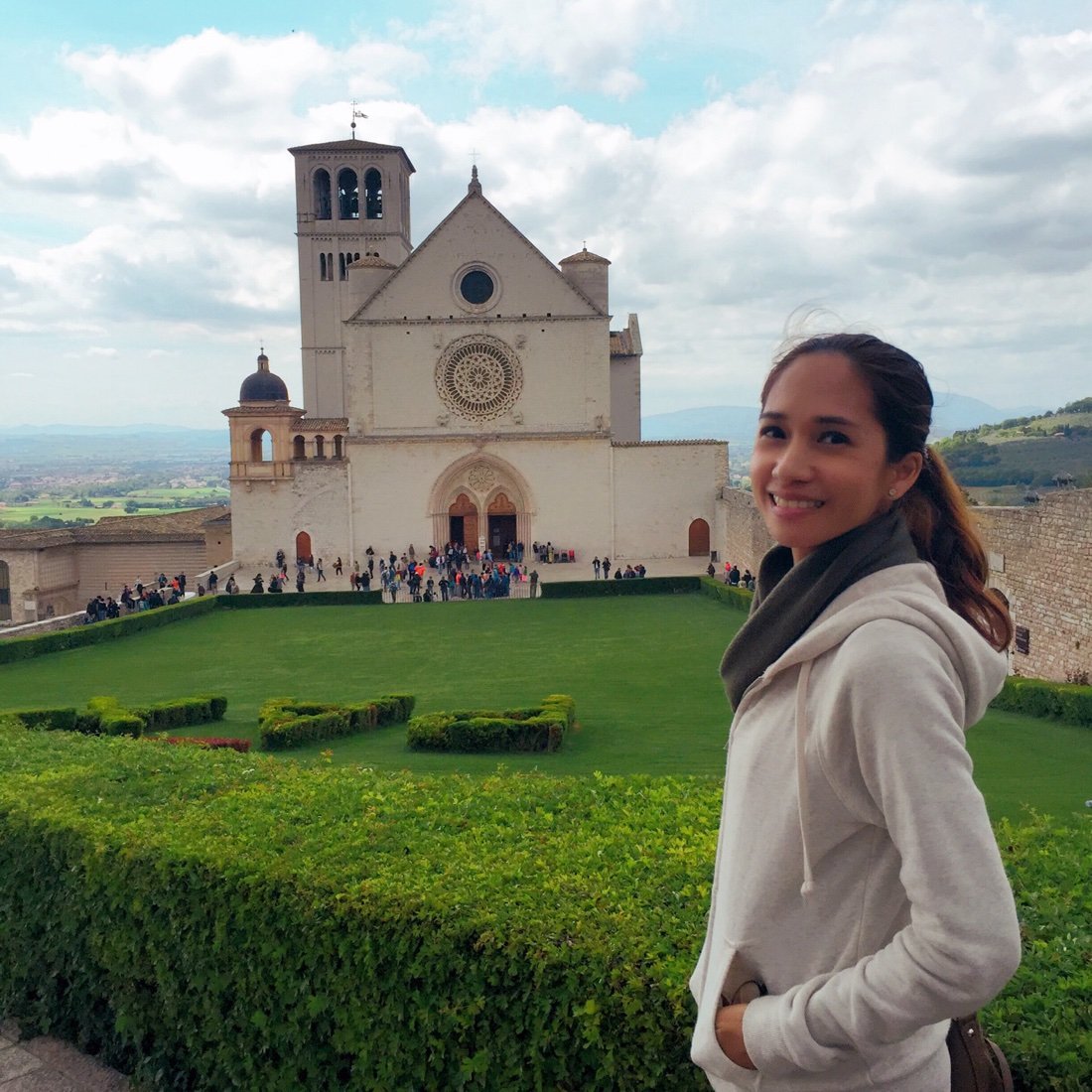 The Legame founder in front of the Basilica of San Francesco, Assisi